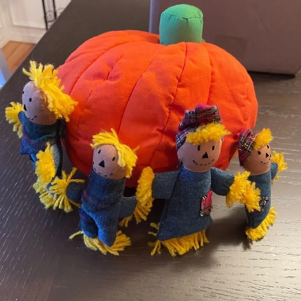 Vintage Pier 1 Soft Pumpkin and Scarecrow Family